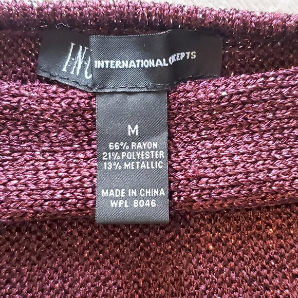 Maroon Sparkly INC Sweater- Women's Medium - Picture 2 of 2